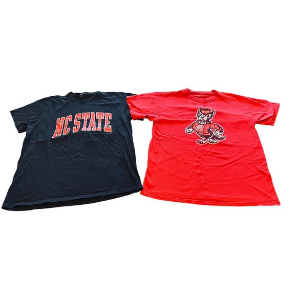Two NC STATE WOLFPACK College NCAA Basketball Football T-Shirts Adults Large - Picture 1 of 10